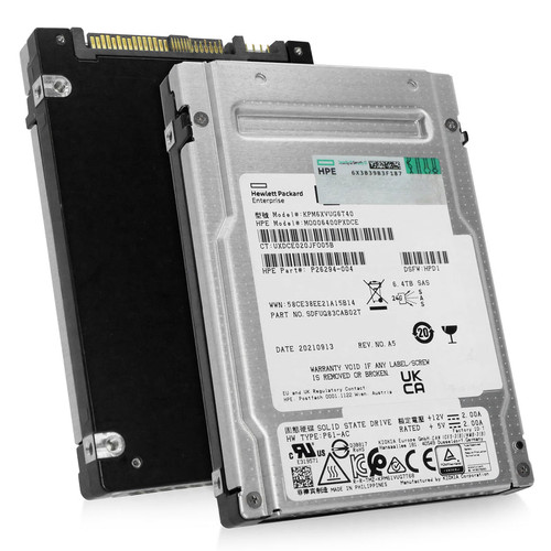 HP/Kioxia PM6-V 6.4TB SAS-4 SSD, 3D TLC, 24Gb/s, 2.5in, ideal for enterprise storage and data centers.