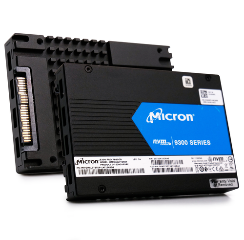 Micron 9300 Series 7.68TB PCIe NVMe SSD for enterprise storage, high-speed 3D TLC, U.2 form factor, part 0J4HP5.