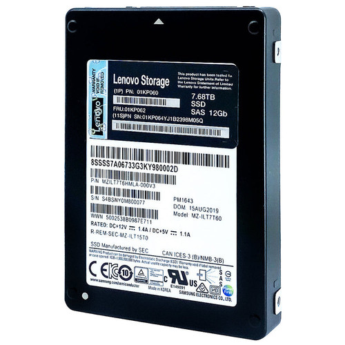 Lenovo PM1643 7.68TB SAS 12Gb/s 2.5in SSD for high-performance enterprise storage solutions