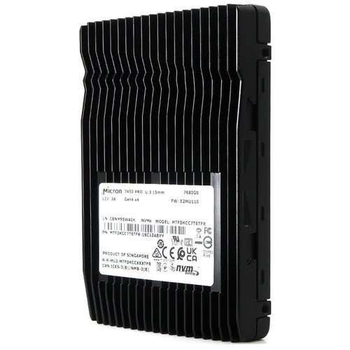 Micron 7450 Pro 7.68TB PCIe Gen 4.0 NVMe SSD for high-speed data storage and enterprise applications.