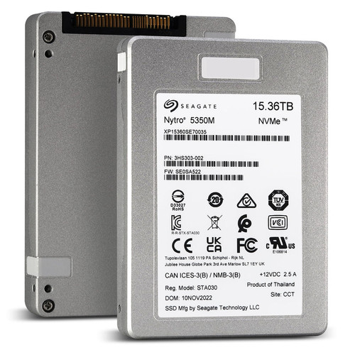 Seagate Nytro 5350M 15.36TB PCIe Gen4 NVMe SSD for high-performance enterprise storage.