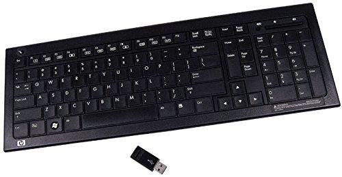 HP Elite Wireless Keyboard in black, part 492904-001, sleek for office use with responsive keys.