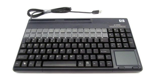 HP FK218AA#ABC Pos USB Vista MSR Keyboard for retail point-of-sale, durable, space-saving design.