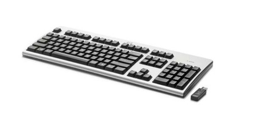 HP USB Wireless Keyboard, model 509432-001, compact, full-size layout, ideal for office or home use.