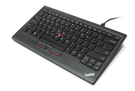 IBM ThinkPad Compact USB Keyboard with TrackPoint, part 03X8715, US English, for precise typing and navigation.
