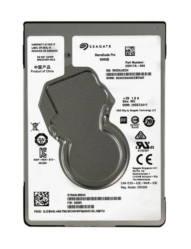 Seagate BarraCuda Compute 500GB SATA 6Gb/s 7200RPM 128MB cache 2.5-inch internal HDD for data storage and backup.