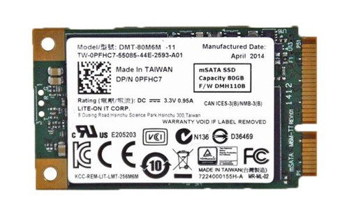 Dell - 0PFHC7 - SSD 80GB mSATA 6Gb/s Mini PCI-Express