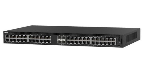 Dell N1148T-ON 48-port managed rack-mount network switch, 10/100/1000Mbps, 4 SFP+ ports for networking.