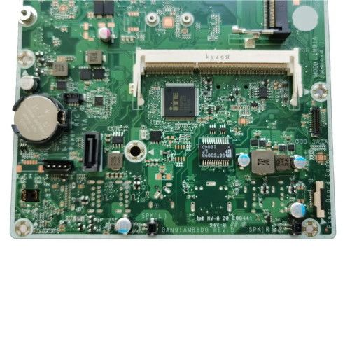 HP 22-b000na system board, part 844831-602, for desktop repairs, key visible components, motherboard replacement.