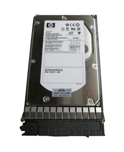 HP 375874-005 72GB 15000RPM SAS 3Gb/s hot-swap 3.5-inch HDD for enterprise storage and data access.