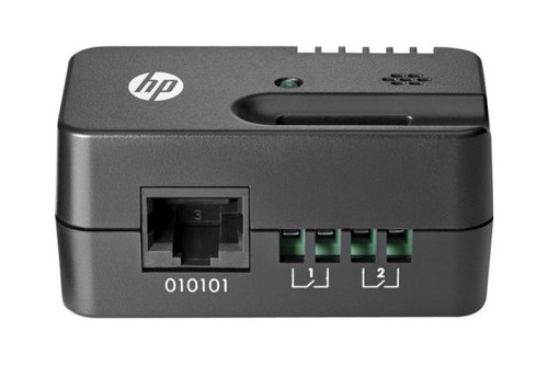 HP E2D53A Environmental Sensor for Remote Monitored PDUs, detects temperature and humidity for data center monitoring.