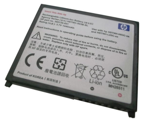 HP Ipaq Li-ion Battery for Hx2000/Hx2400 Pocket PC, part 360136-001, portable power for handheld devices.