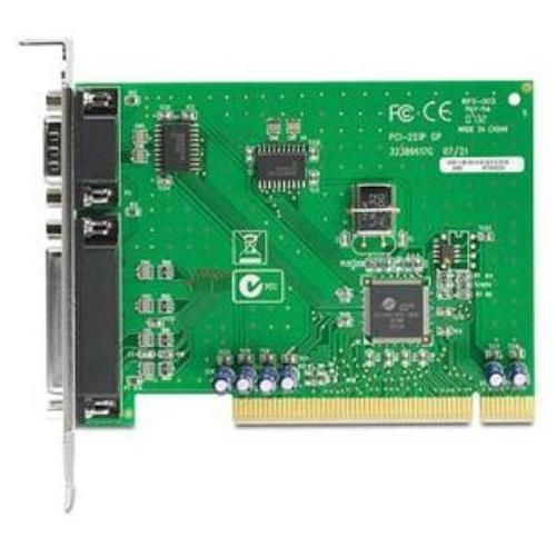 HP KD062AA serial/parallel PCI adapter with 1 serial and 1 IEEE 1284 parallel port for legacy device support.