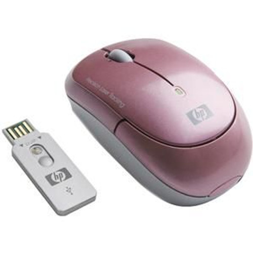 HP KJ453AA#ABB Wireless Laser Mini Mouse pink, compact design, great for portable use and precise control.