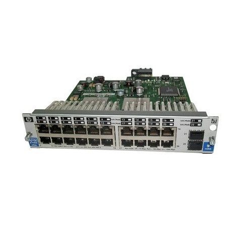HP ProCurve 4100GL 20-Port Gigabit Ethernet Switch with SFP Module for network expansion and connectivity.