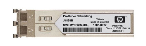 HP ProCurve X121 SFP Transceiver J4858-61001, multi-mode fibre, 50m, LC duplex, 1Gbps, for networking devices.
