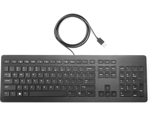 HP T6T83UT#ABA slim USB keyboard & mouse with scroll wheel, symmetrical design for desktop & notebook use.