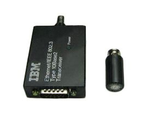 IBM 32G2338 10Mbps Base2 Ethernet Thin Transceiver with Cable for networking and data transfer.