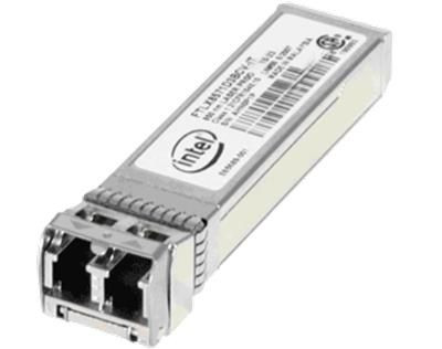 Intel E10GSFPSR Ethernet SFP+ SR Optic, 10GBase-SR, for high-speed network connections in data centers.