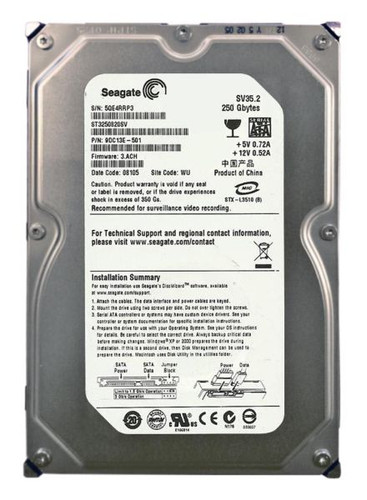 9DC13E-501 - Seagate - SV35.2 250GB 7200RPM SATA 3Gbps 8MB Cache 3.5-inch Internal Hard Drive