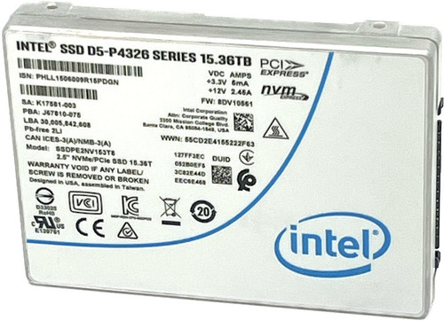 SSDPE2NV153T8-New - Intel - P4326 15.36TB PCIe Gen 3.1 x4 4GB/s U.2 NVMe 2.5in Solid State Drive