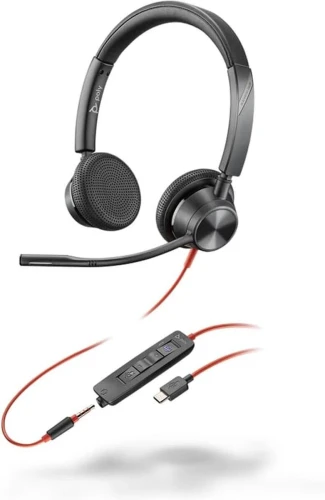 8X222AA - Poly Blackwire 3325 Stereo USB-C Headset with USB-C to USB-A Adapter (Microsoft Teams Certified)
