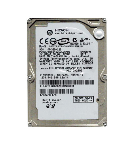 Hitachi - 0A57302 - HDD 120GB 5400RPM SATA 2.5"