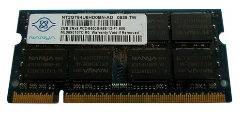 Nanya - NT2GT64U8HD0BN-AD - Memory 2GB DDR2-800MHz PC2-6400 200-Pin SoDimm