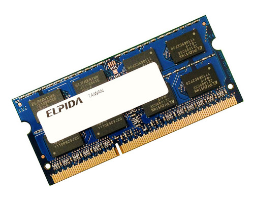 EBJ11UD8BASA-AE-E - Elpida - 1GB PC3-8500 DDR3-1066MHz non-ECC Unbuffered CL7 204-Pin SoDimm Dual Rank Memory Module