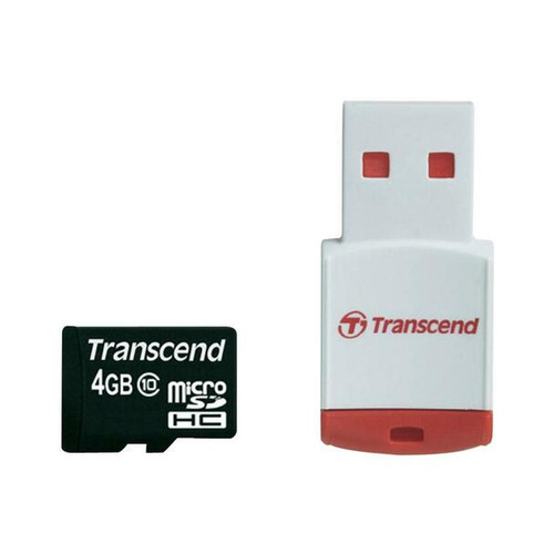 Transcend - TS4GUSDHC10-P3 - microSDHC Card 4GB Class 10 with Reader
