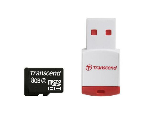 Transcend - TS8GUSDHC2-P3 - microSDHC Card 8GB Class 2 USB Reader