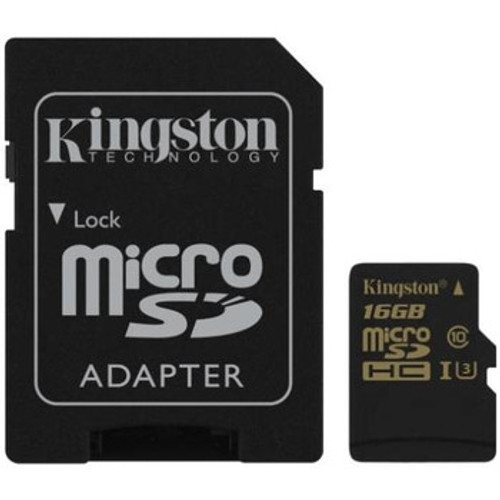 SDCG/16GB - Kingston 16GB Class 3 microSDHC USH-I U3 Flash Memory Card with Adapter