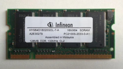 Infineon - HYS64D16020GDL-8-A - Memory 128MB DDR-200MHz PC1600 200-Pin