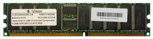 HYS72D64500GR-7-B - Infineon 512MB DDR-266MHz PC2100 ECC Registered CL2.5 184-Pin DIMM 2.5V Memory Module