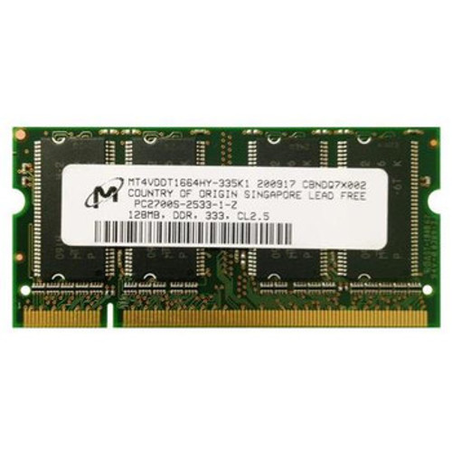 MT4VDDT1664HY-335K1 - Micron 128MB DDR-333MHz PC2700 non-ECC Unbuffered CL2.5 200-Pin SoDimm Single Rank Memory Module