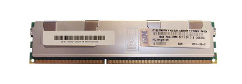 43X5071 - IBM - 16GB DDR3-1066MHz PC3-8500 ECC Registered CL7 240-Pin DIMM 1.35V Low Voltage Quad Rank Memory Module