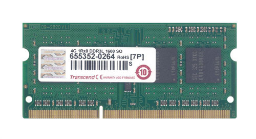 TS512MSK64W6H - Transcend 4GB DDR3-1600MHz PC3-12800 non-ECC Unbuffered CL11 204-Pin SoDimm 1.35V Low Voltage Single Rank Memory Module