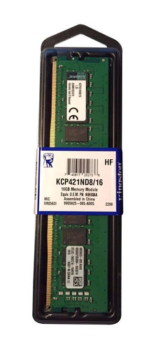 Kingston - KCP421ND8/16 - Memory 16GB DDR4-2133MHz CL15 288-Pin DIMM