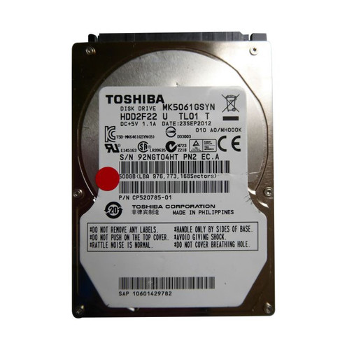 Toshiba - HDD2F22U - HDD 500GB 7200RPM SATA 3Gb/s 2.5"