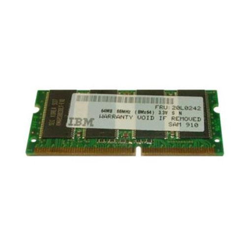 20L0242 - IBM 64MB 66MHz PC66 non-ECC Unbuffered CL2 144-Pin SoDimm Memory Module