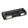 Ricoh Cyan Print Cartridge 407654, high-yield toner for compatible laser printers, delivers vibrant color printing.