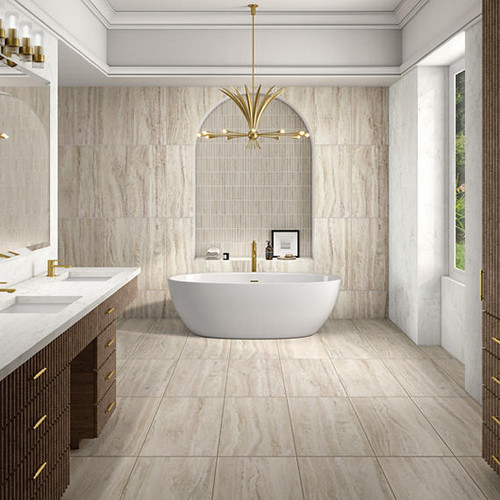 Travertine Look Porcelain Tile Calligo - Almond 15x30 Travertine Look Porcelain Tile Calligo - Almond 15x30