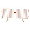 8.5 Ft Orange Steel Crowd Control Barricades with Flat Bases HD 1.0
