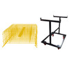 10 Pack of Yellow 8.5 foot crowd control barricades and one push cart