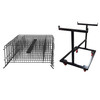 10 Pack of Black 8.5 foot crowd control barricades and one push cart