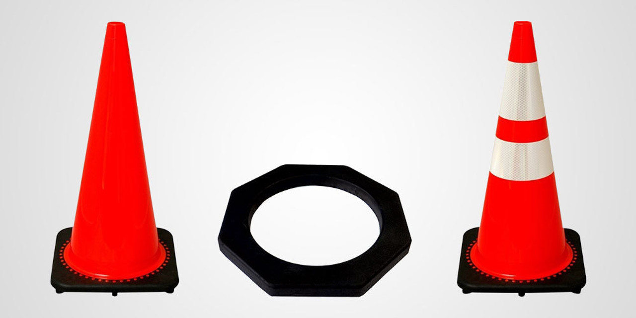 Traffic Cones and Rubber Weights 28" Orange Cones 7 lb Rubber Cone