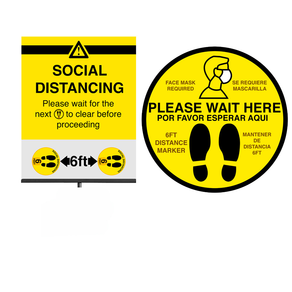 Social Distancing Kit 6 Floor Stickers And 1 Sign Holder 8 5 X11 With Instructional Sheet Floor sign stand adjustable pedestal sign holder stand, poster stand aluminum snap open frame for 8.5x11 inches with heavy round base, both vertical. rope stanchion social distancing kit 6 floor stickers 1 8 5 x11 sign holder with instructional insert