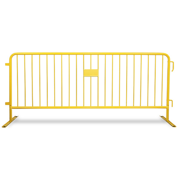 8.5 ft Yellow Steel Crowd Control Barricades with Flat Bases