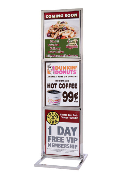 Vertical Poster Stand Frame 14 x 22 Polished Chrome Finish