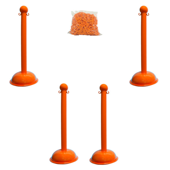 3" Heavy Duty Plastic Stanchion and Chain Kit